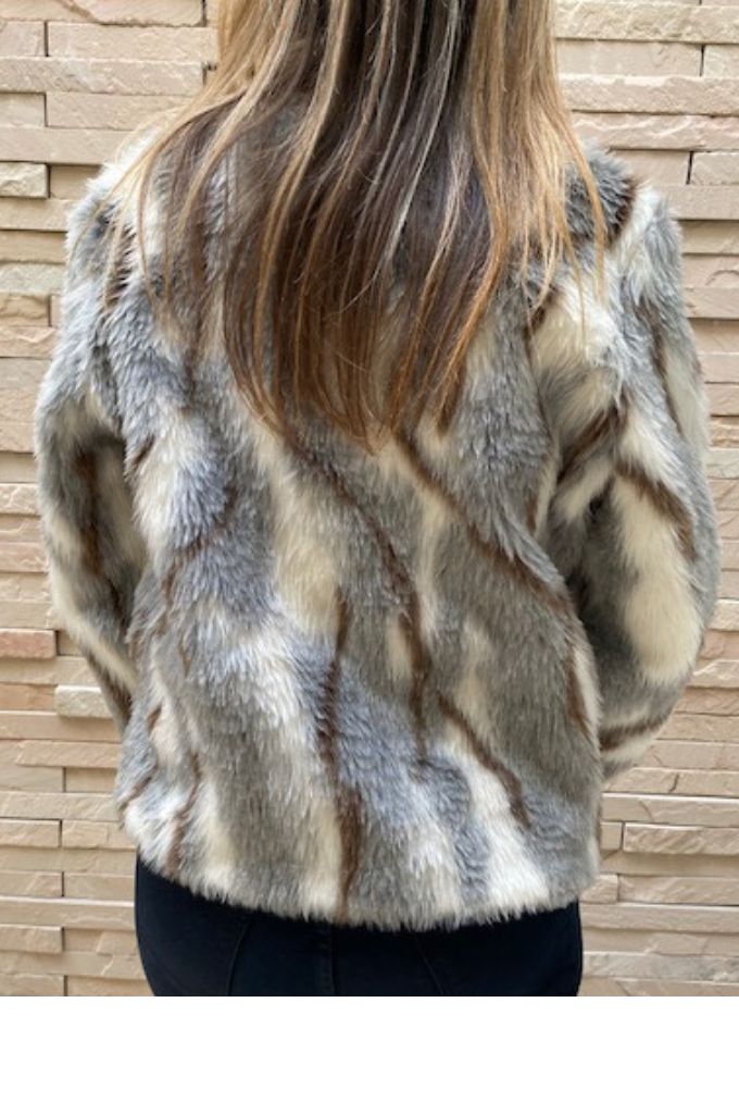 Grey & Brown Tiger Fur Jacket