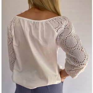 White Cotton Anglaise Peasant Blouse