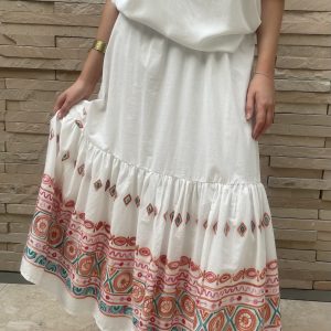 Embroidered Tiered Skirt