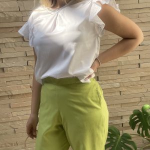 White Cotton Frill Blouse