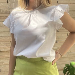 White Cotton Frill Blouse